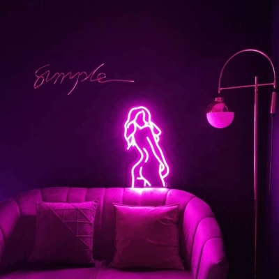 Προσαρμοσμένο Lady Neon Σημάδι με Ακρυλική Υποστήριξη Ροζ Σιλικόνη LEDs διάρκεια ζωής 50000 ώρες