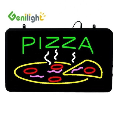ABS ανοικτό καλούπι ορθογώνιο Custom Pizza Wall Light Ακρυλική ανοικτή πινακίδα Νεόν Led με κρεμασμένο τσιάν