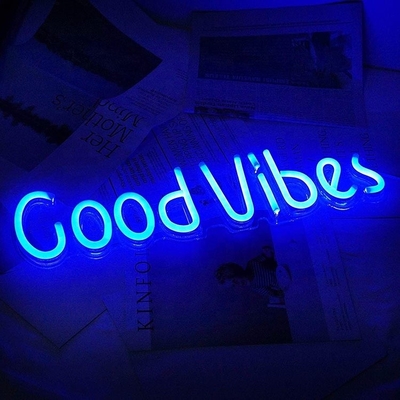27.5*15cm Custom Blue Good Vibes Neon Sign για τοίχο του υπνοδωματίου Διακόσμηση τοίχου USB Powered Lighting