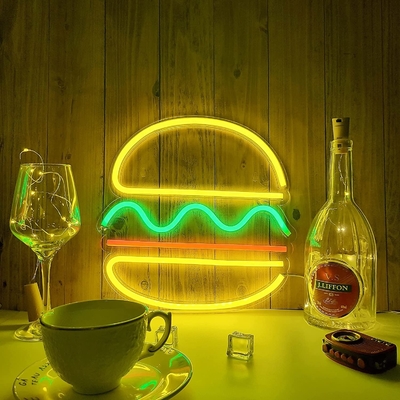 30*30cm LED Neon Light USB Powered Hamburger Neon Sign Τέχνη τοίχου Κατανάλωση ενέργειας 0