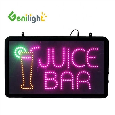 Προσαρμοσμένο LED JUICE BAR ανοιχτό σήμα με λειτουργία αναβοσβήνειας κινουμένων σχεδίων και επιλογή μέσων φωτογραφίας