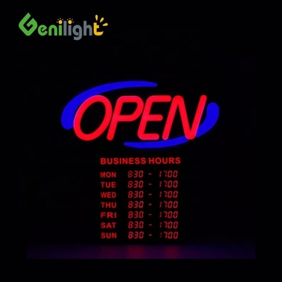 Genilight Indoor 22*13inch DC12v OPEN 24 ώρες LED Light Sign Προσαρμοσμένη επιλογή σχήματος