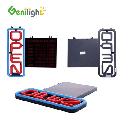 Κατανάλωση Genilight GLT-LSN6050H-001 Κόκκινο Μπλε Χρώμα Νεόν ανοιχτό LED σήμα με ώρες