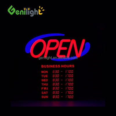 Ακρυλικό LED Neon Open Sign με ώρες 12V Εισαγωγή τάσης Εύκολο και μοντέρνο σχεδιασμό 54x52cm