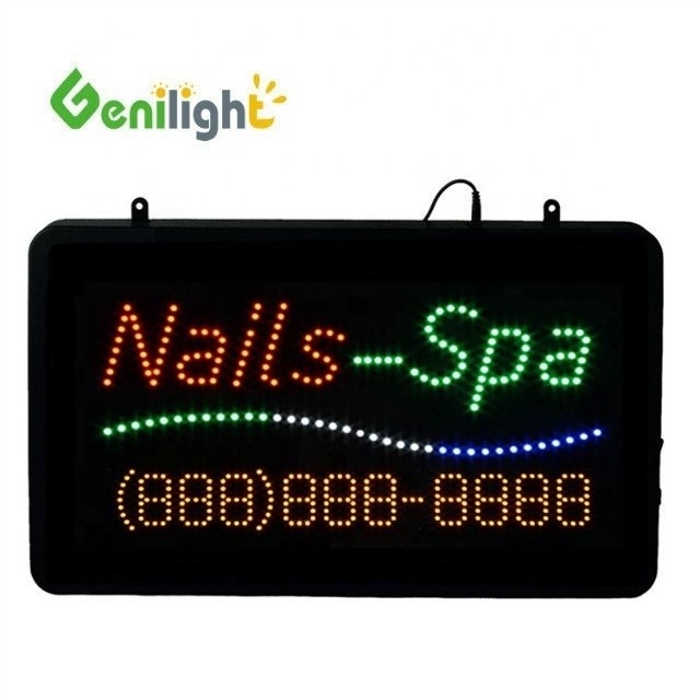 DC12v Genilight Indoor 22*13inch Ελκυστική διαφήμιση LED Nails Spa με σήμα τηλεφώνου