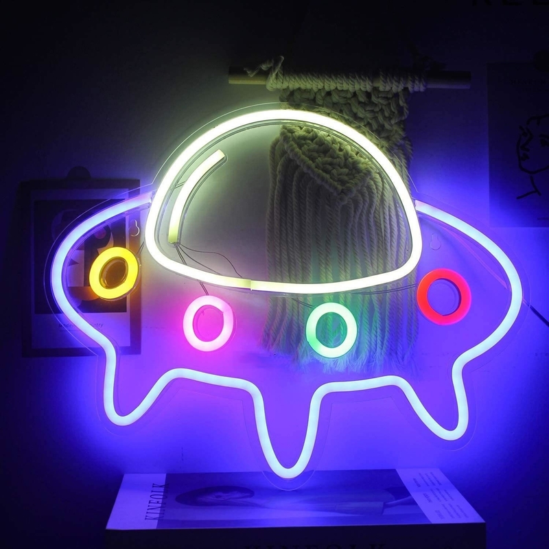5V Φώτα Νεόν για μπαρ Μεγάλο Μπλε UFO Διαστημόπλοιο Τέχνη τοίχου 50000 ώρες διάρκεια ζωής
