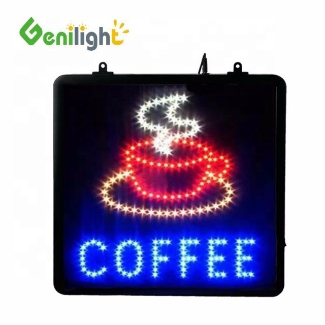 ABS Open-Mold Coffee Cup Logo LED Open Sign για Καφέ Σταματήστε τη φωτεινότητα -
