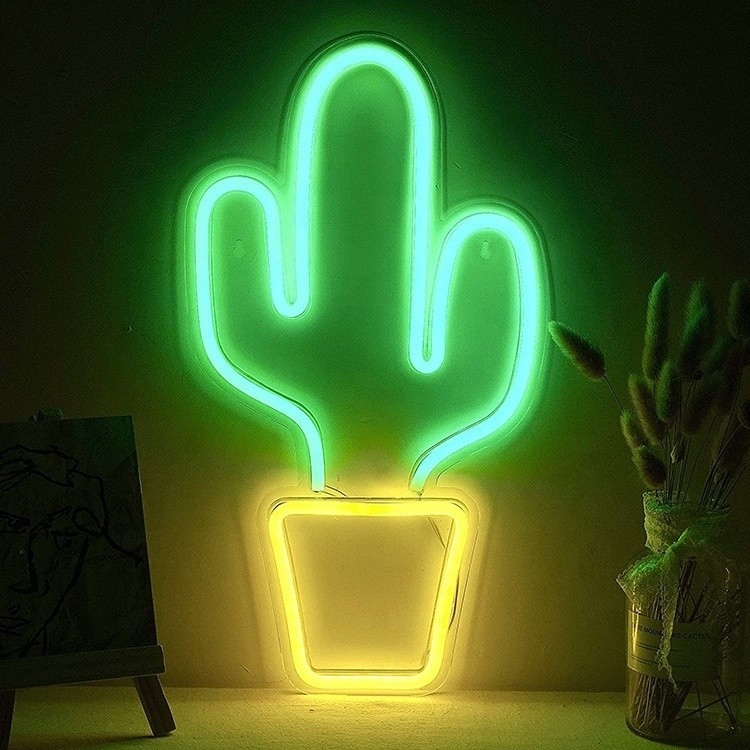 USB Powered LED Neon Σημάδι για διακόσμηση υπνοδωματίου Μεγάλο σχήμα κάκτου για παιδιά Νεαρά αγόρια Κορίτσια Κοιτώνας