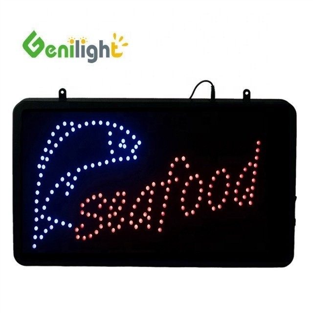 56*33cm DC12V Genilight Flash Edge Διαφήμιση LED Ανοιχτό Σημάδι για το μαγαζί με τηγανητά κοτόπουλα