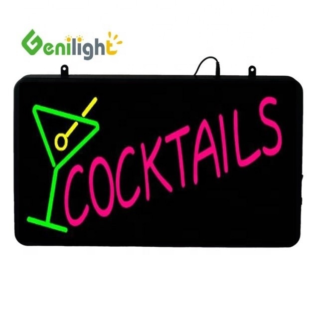 Genilight 56*33cm Ηλεκτρονικά DC12V Neon LED COCKTAILS Σημείωση με το λογότυπο CUP Πιστοποιητικό ισχύος