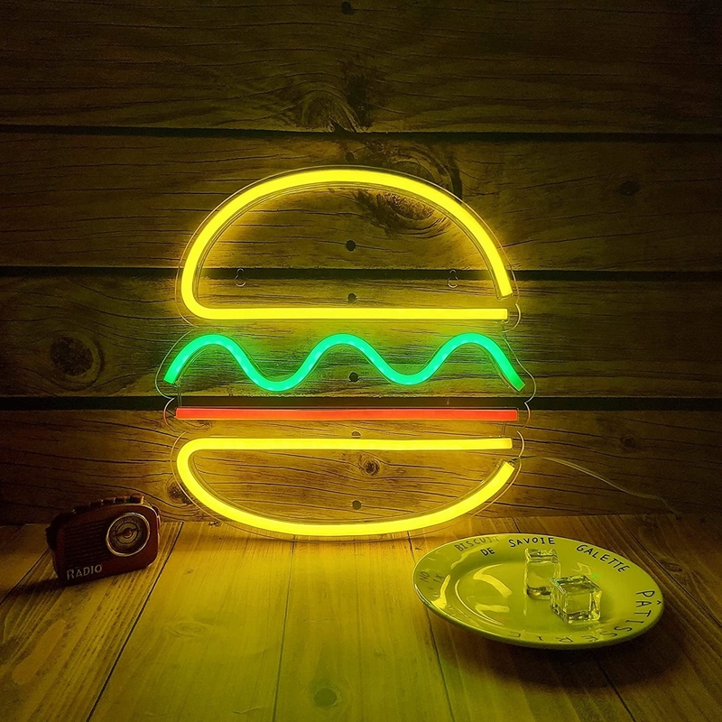 30*30cm LED Neon Light USB Powered Hamburger Neon Sign Τέχνη τοίχου Κατανάλωση ενέργειας 0