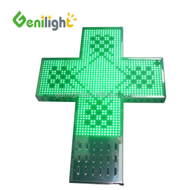 Εξωτερικό πράσινο LED σήμα φαρμακείου P10 P16 P20 P25 RF WIFI 1024*1024mm φωτεινότητα ≥6000CD