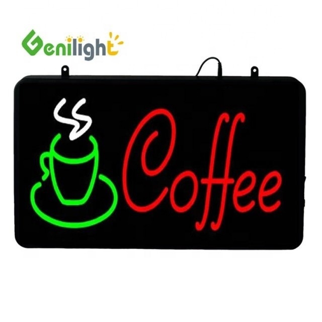Super Brightness Coffee Cup Open Neon Sign με ακρυλική μπροστινή επιφάνεια 56*33 Μέγεθος πίνακα
