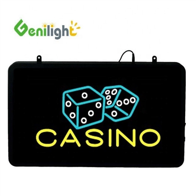 Διαφήμιση CASINO LED Neon Sign 56x33 cm Μέγεθος Πίνακα φωτεινότητα 80 με Custom Design