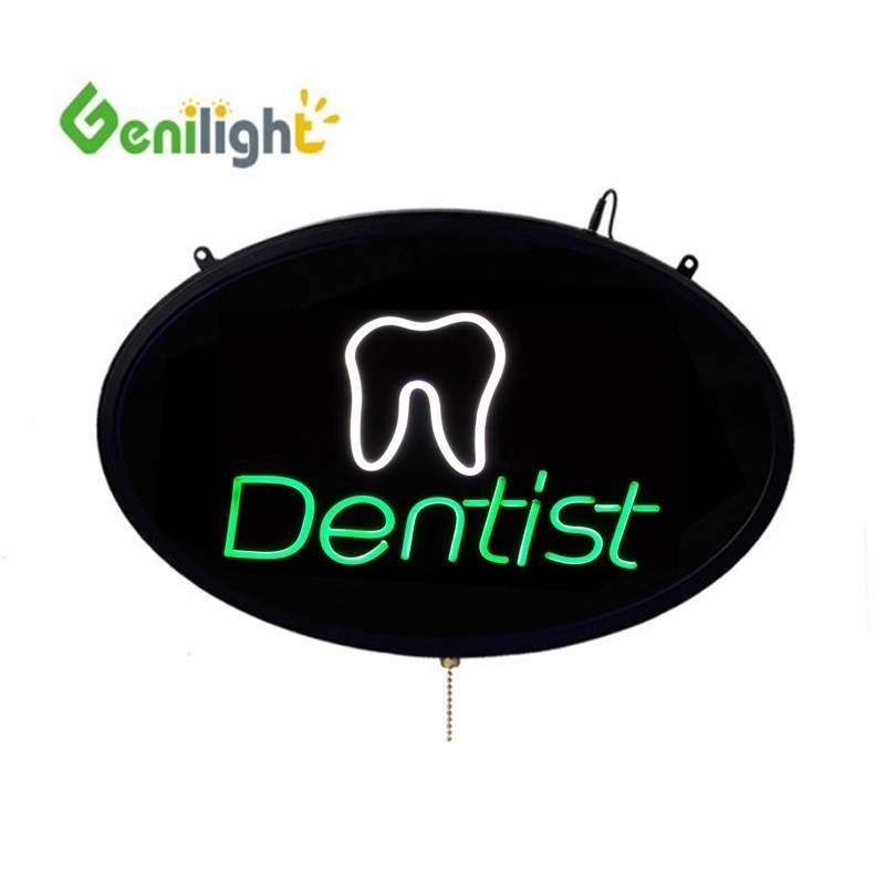 ABS Open-Mold Genilight Οβάλ 58*36cm LED Neon Open Sign με το λογότυπο δοντιού
