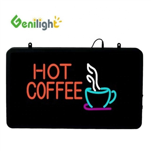 Καταναλώσεις ρεύματος Genilight 22*13inch CE RoHS Indoor Hot Coffee LED Neon Sign για καφετέρια
