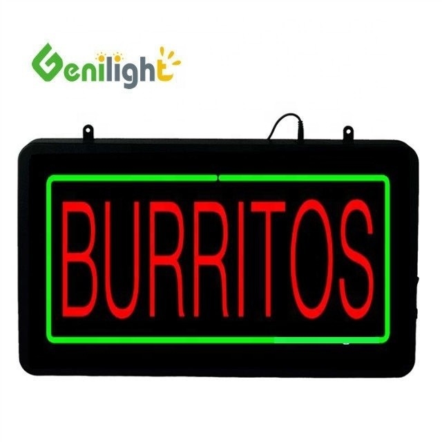 Προσαρμοσμένο σχεδιασμό DC12V BURRITOS LED Neon Open Sign από το Genilight IP βαθμό χρώματος -