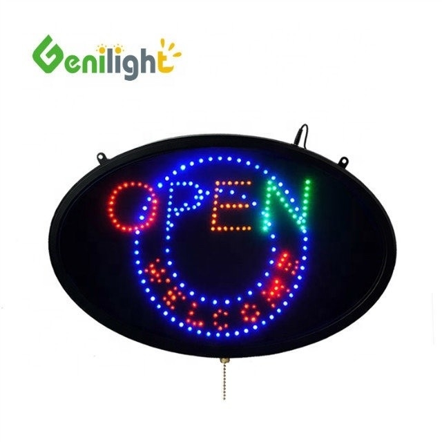 Πλήρως χρωματιστή κινούμενη LED OPEN Εταιρική πινακίδα για βιτρίνα καταστήματος