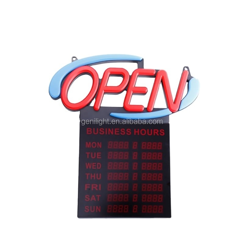Ακρυλικό LED Neon Open Sign με ώρες 12V Εισαγωγή τάσης Εύκολο και μοντέρνο σχεδιασμό 54x52cm