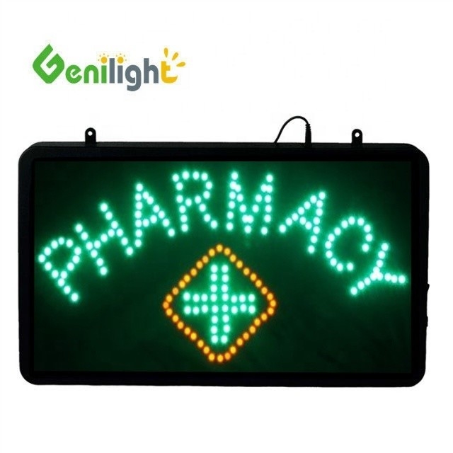 Genilight Indoor 56*33cm DC12V LED Open Sign Φαρμακείο Πρόγραμμα LED Πίνακα εμφάνισης Indoor